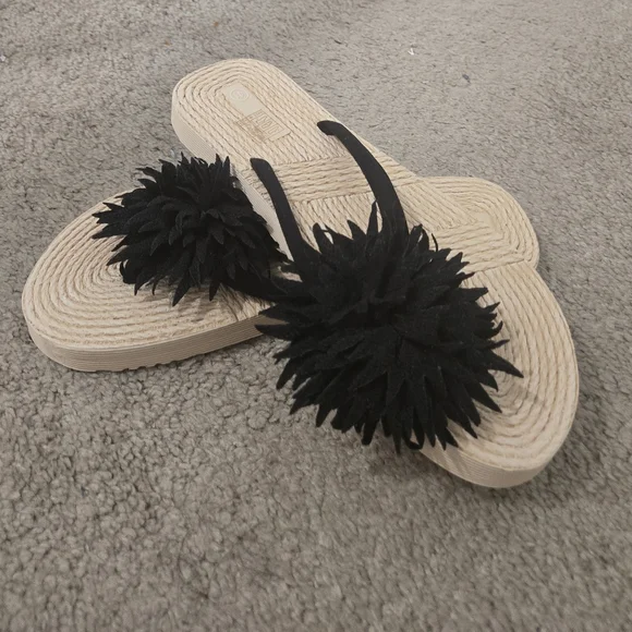 Black Floral Women's Sandals - Picture 7 of 8